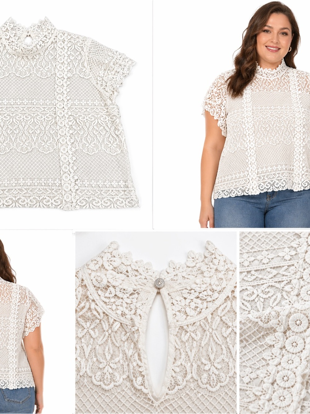 Charlotte Russe White Lace Bralette with Decorative Front Button - Picture 4 of 9